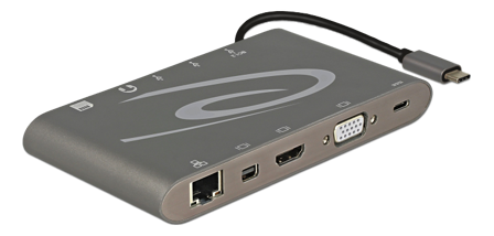 Delock USB Type-C 3.1 Docking Station 4K - dokkingstasjon - USB-C 3.1 / Thunderbolt 3 - VGA, HDMI, Mini DP - 1GbE