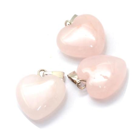 Mellanstor Hjärta Hänge Rosenkvarts 1 Pack