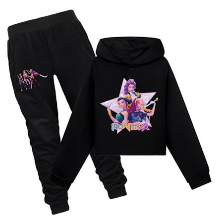 Kpop Demon Hunters Piger Cropped Hættetrøje Mode Sæt