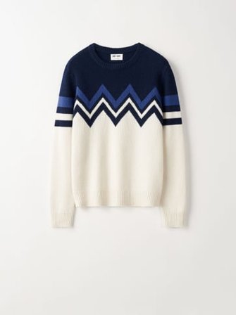 Soft Goat - Chunky Ski O-neck - XL - Parchment/Navy