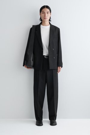 COS Homme Blazer Flou En Laine Mélangée in Noir