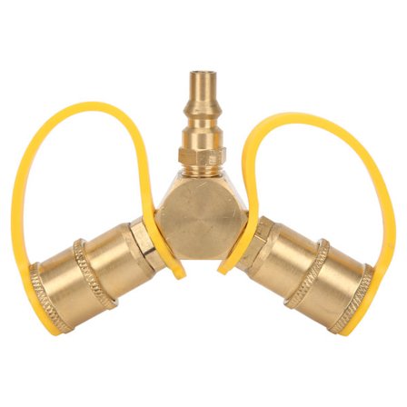 2 Vejs 1/4in RV Propan NPT Quick Connect Y Splitter Adapter til propanslange tilslutningssæt