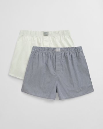 GANT Herren 2er-Pack Boxershorts Gestreift & Einfarbig (S) Blau
