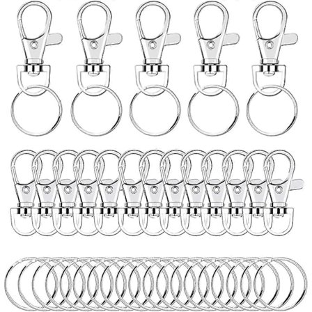 Förpackning med 80 Små Avtagbara Vridlås (40 X Karbinhakar och 40 X Nyckelringar) För Nyckelringar Karbinhakar