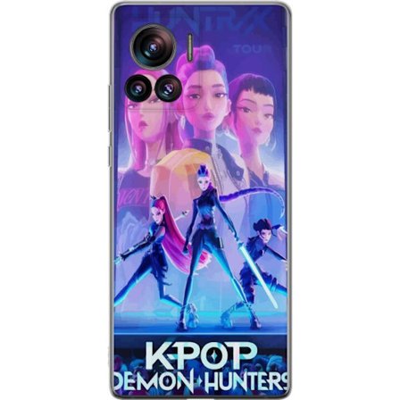 Yhteensopiva Puhelinkuori Motorola Motorola Edge 30 Ultra K-Pop Demon Hunters toimintamotiivi, jossa on futuristisia sankarittaria, neonvaloja ja anim