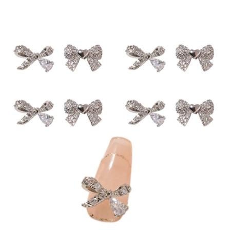 8 stk sløyfe neglelegering charms rhinestones sløyfe negle