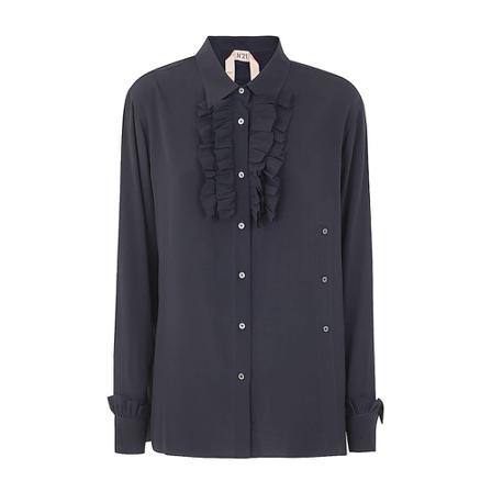N21 Shirt Rouge Neck Detail Blå, Dame Skjorter