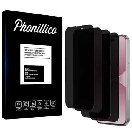 Skyddande film - Phonillico - iPhone 15 - Pack med 4 - Svart - Antispion - Repellerande