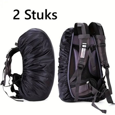 2x Rygsæk Regnslag | Rygsæk Regnslag | Vandtæt | Regnslag Taske | Regnbeskyttelsestaske | 25-35 Liter | Sort