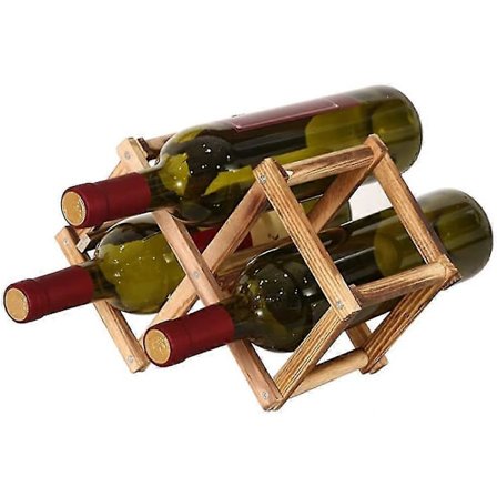 Sammenleggbart vinstativ i tre, vinstativ i tre, diamant vinstativ i massivt tre for hjemmekjøkken, vinflaskedisplaystativ, bardisk (3 flasker)