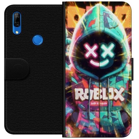 Yhteensopiva Lompakkokotelo Huawei Huawei P Smart Z Neonvärisellä Roblox-hupparihahmolla on hehkuvia efektejä ja energialla täytetty tausta, moder