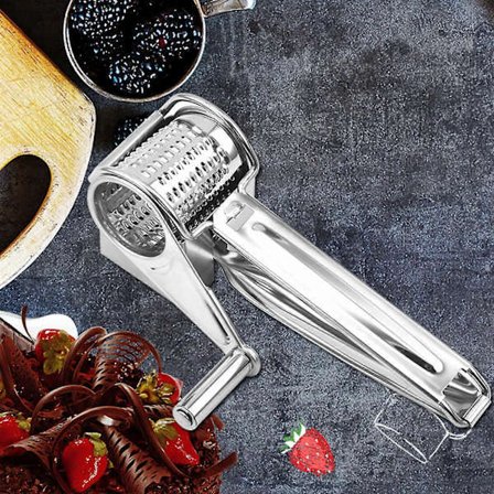 Manuelt rivejern med knivskarpe blade og ergonomisk håndtag for perfekte riveresultater - Let at bruge og rengøre sølv A