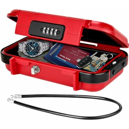 Bærbar safe, sikker safe mini vanntett anti-tyveri reisesafe med avtagbart ståltau, sikkerhetsskap for hjem, kontor, hotell, reise osv.