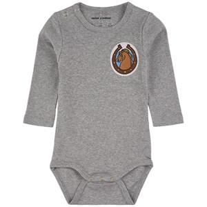 Mini Rodini Grey Melange GOTS Horses Baby Body 62 cm - All in ones - 62 cm - Grey