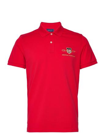 Archive Shield Ss Pique Polos Short-sleeved Punainen GANT