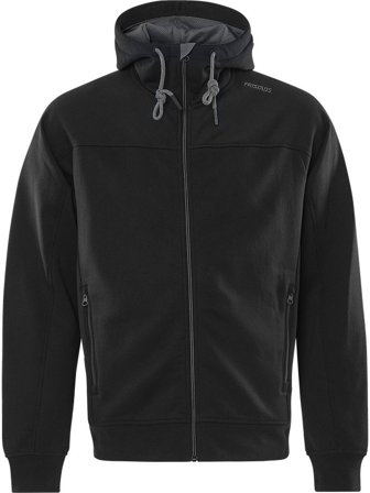 Fristads Herr Sweatshirt-jacka med huva 7550 GSM, Svart/Grå
