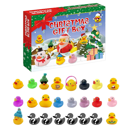 Adventskalender, 24 Gummibader for gutter, jenter, barn og småbarn, gummibad leketøy, kreative julegaver for dekorasjon, festgaver A3
