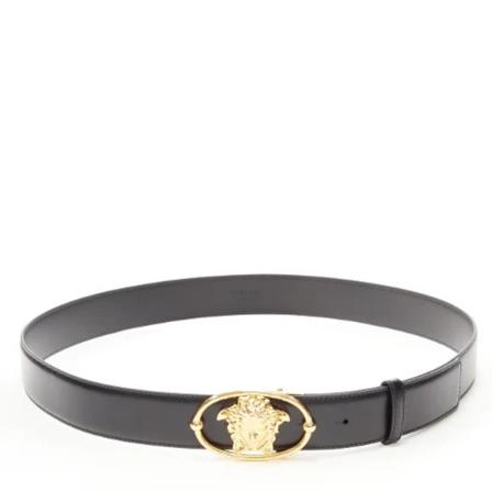 Versace Pre-owned, Pre-owned Leather belts Zwart, Dames, Maat:ONE Size