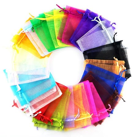 100 stk. netpose med tilpasset logo i chiffon organza smykkepose