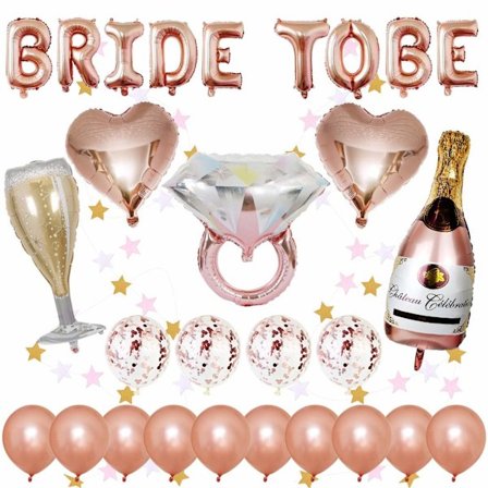 Dekorationer för möhippa med ballonger i roséguld, 1 st BRIDE TO BE-bokstavsballonger, 14 st latexballonger, 5 st folieballonger, 2 m hängande girlang