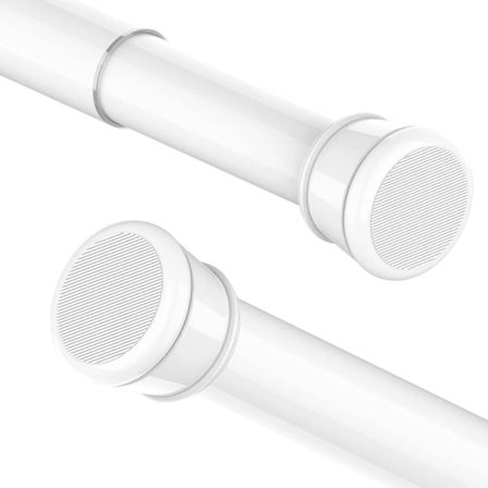 Uttrekkbar gardinstang uten boring, teleskopisk dusjforhengstang, justerbar dusjstang for bad, soverom (hvit, 55-90 cm)