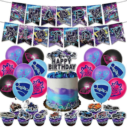Rocket League Lasten Syntymäpäiväjuhlien Koristeet Ilmapallo Banneri Kakun Koristeet Set Juhlatarvikkeet Setit Juhlapalvelus