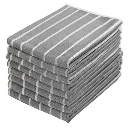 Sæt med 8 viskestykker i bambus og mikrofiber, fnugfri køkkenhåndklæder, rengøringshåndklæder 65x45cm, Grå