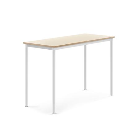 Tisch SONITUS, 1400x600x900 mm, Hochdrucklaminat Birke, weiß
