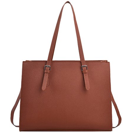 Håndveske Dame Shopper Stor Brun Laptopveske Elegant Skinn Skulderveske for Kontor, Arbeid og Skole
