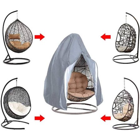 Hengestoltrekk, Hengekorgtrekk, Eggstolbeskyttelsestrekk, Vanntett møbeltrekk med glidelås, 190x115cm (Grå)