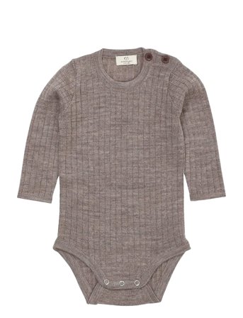 Copenhagen Colors Merino Ls Rib Bodystocking - Brown - 62