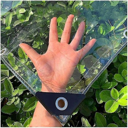 Vandtæt Presenning, Klar PVC Presenning med Øjer, Isoleret Presenning til Have, Terrasse, Planter, Vejrbestandig Klar Presenning (1x1m)