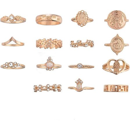 10 st Bohemian Retro Vintage Kristall Led Ring Set Finger Ringar