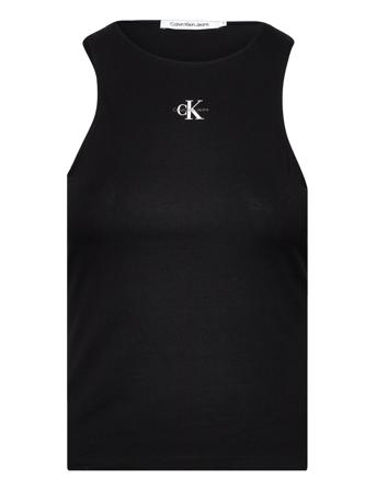 Micro Monologo Racer Back T-shirts & Tops Sleeveless Svart Calvin Klein Jeans*Betinget Tilbud