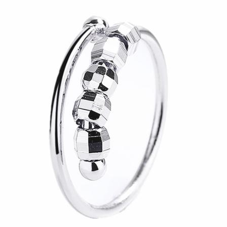 Justerbar anti-stressring med roterbara pärlor Silver