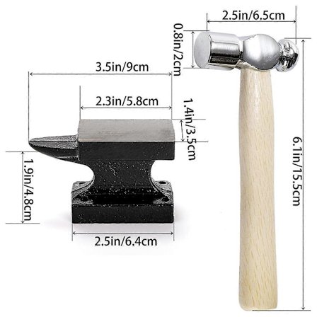 0,5 kg Litet Hornstäd Ambossbänk med Metallstämpelhammare för Smyckestillverkning & Reparation, Gjuten