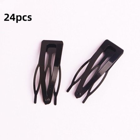 24STK Dobbeltgrep Hårklemmer Metall Snap SVART