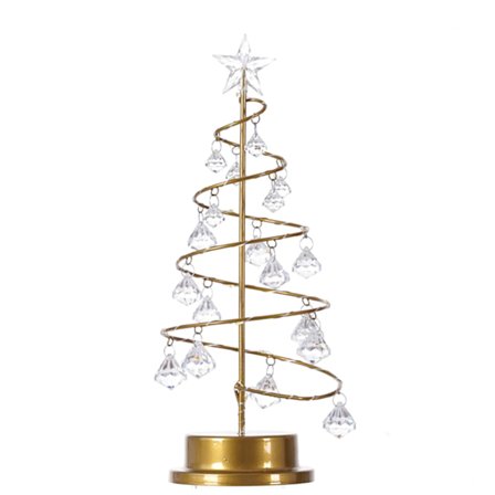 Juletrelampe, Krystallspiraljuletre med glitrende stjerne, for julebordsdekorasjon