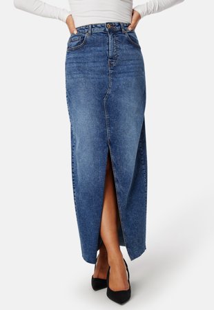 Pieces - Pcjessie high waist ankle denim skirt - Medium Blue Denim