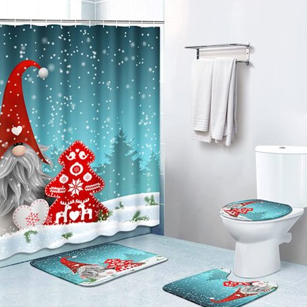 4-delt sæt med bruseforhæng med 12 kroge, jule-snefnug