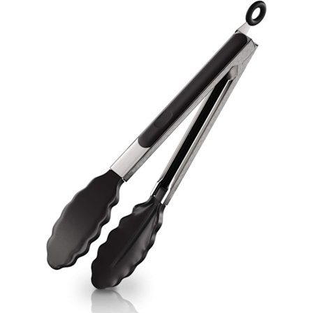 Kjøkken Silikontang Rustfritt Stålhåndtak Med Lett Grep Og Smart Låsesystem Buet Silikonspiss