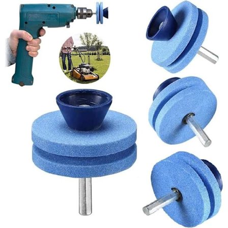 3-pakning gressklipper knivsliper, universal, for alle elektriske bore- og håndboremaskiner, roterende sliping, dobbeltlags slipemaskin (blå)