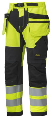 Snickers Workwear 6932 FlexiWork Työhousut huomioväri, keltainen/musta Huomioväri, Keltainen/Musta, Vaatteet