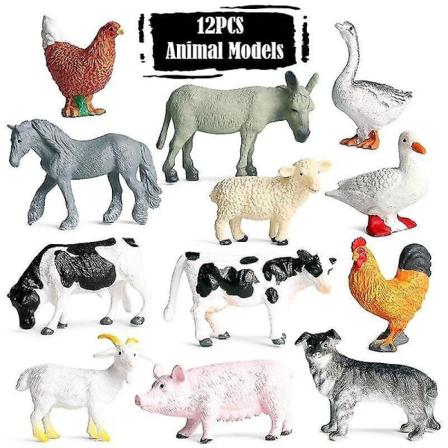 12st/ set Animal Action Figurer Modellleksaker För barn Känna till pedagogiska leksaker|actionfigurer