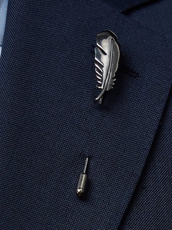 John Henric Men's Silver Lapel Pin Feather Size Onesize