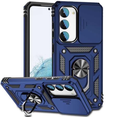 SKALO Samsung S23 Armor hybridi metallirengas kameran liukusäädi Blue