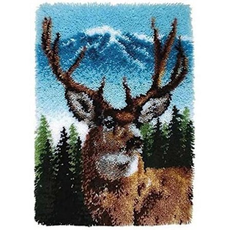Djur Bambi Gobeläng DIY Matta Virkgarn Kit Oavslutade Gobeläng Mattor Gör Kit Spärrkrok Kudde Kit Broderi Matta Golvmatta Handgjord