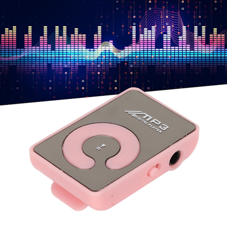 Bärbar Lätt Mini MP3-musikspelare med Bältesklämma och Minneskortplats för Dagligt Bruk i Skolan, Rosa