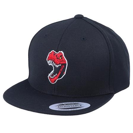 Kiddo Cap - Kids Red Angry Dinosaur T Black Snapback Snapback Black Cap - @ Hatstore