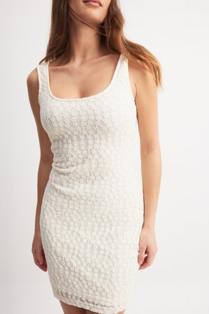 NA-KD - Strap Mini Dress - Jerseykjoler - OffHvit - X-Small